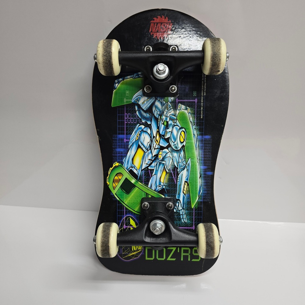 Vintage Nash Mini Skateboard Blue Black Mecha Robot‎ Graphic Y2K 2000 Doz'rs